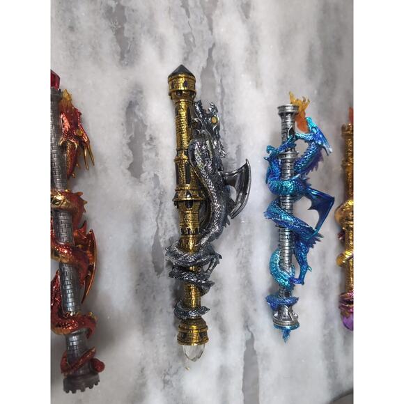 The Hamilton Collection Wands Of Wonder, Lot Of 4, Magical Dragon Wands, Flaw - Picture 8 of 10